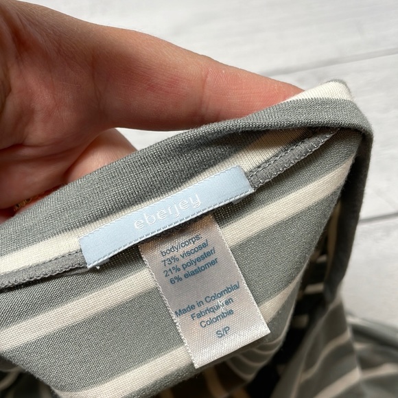 Eberjey Striped Long Sleeve Top with Tie Waist S G4 - Picture 3 of 5